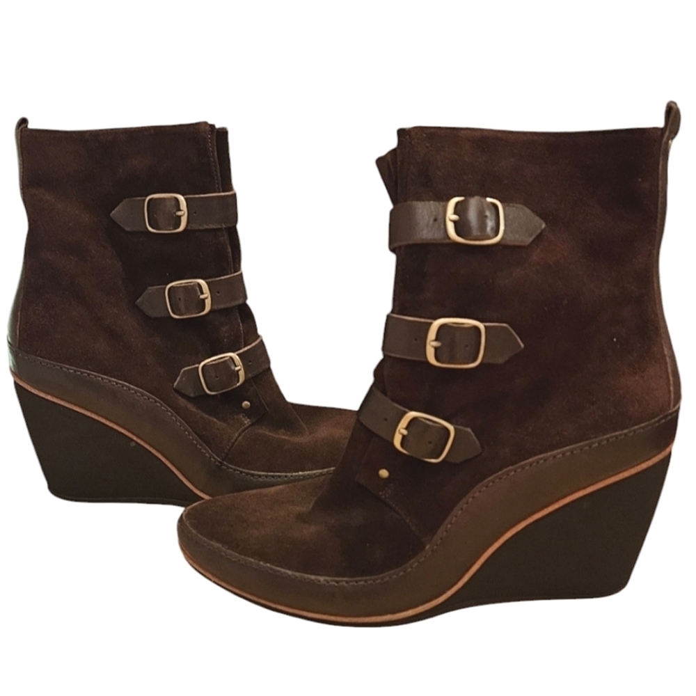 CAMPER Women's Julia Wedges Heels Brown Leather.. Size 7.5